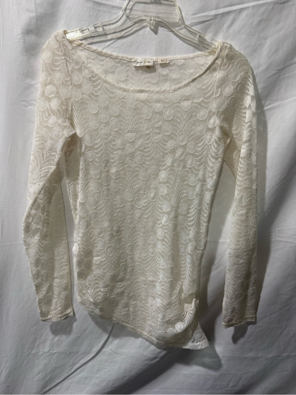 Meadow Rue Ivory Lace Long-Sleeve Scoop Neck Top